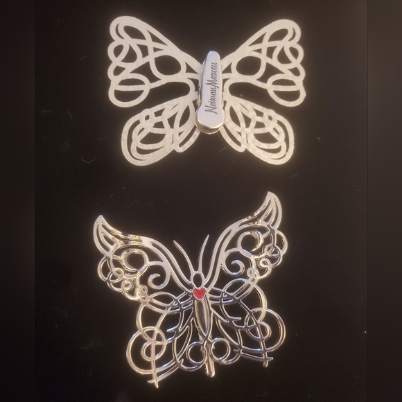 2pc Vintage Neiman Marcus Silver Butterfly Clips. - Picture 4 of 15